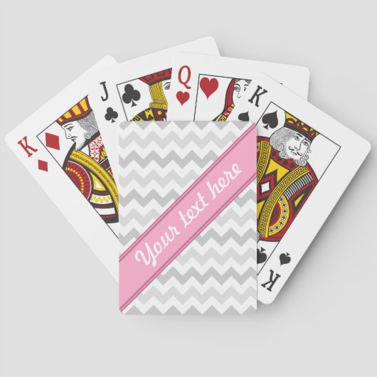 Graue Zickzack rosa personalisierte Spielkarten (Rückseite)