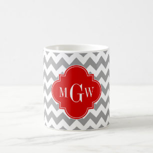 Graue, Zickzack Rotquatrefolie 3 Monogramm Kaffeetasse