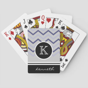 Graue, Zickzack schwarze Monogramm-Bezeichnung Spielkarten