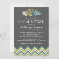 Graue Zickzack Seashells Bridal Dusche Einladung