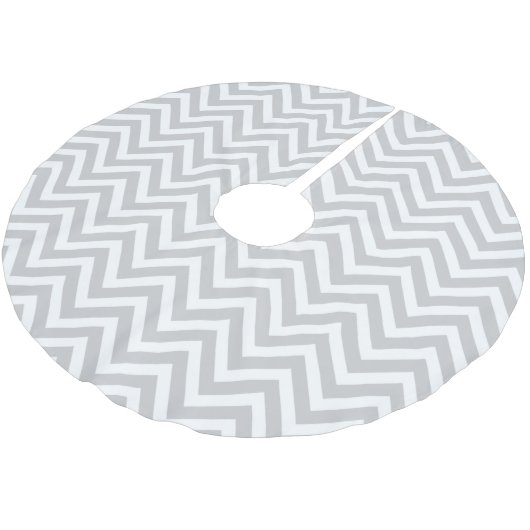 Graue Zickzack Streifen Polyester Weihnachtsbaumdecke (Schrägansicht)