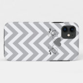 Graue Zickzack und Herz-Design Phone Case (Rückseite (Horizontal))