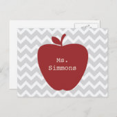 Graue Zickzack- und Red-Apple-Lehrerin Postkarte (Vorne/Hinten)