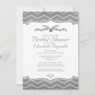 Graue Zigzag Bridal Dusche Einladungen