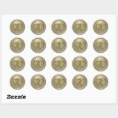 Graue Zwei-Herzen-Monogramm-Hochzeit Runder Aufkleber (Blatt)