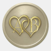 Graue Zwei-Herzen-Monogramm-Hochzeit Runder Aufkleber (Vorderseite)