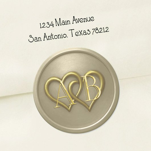 Graue Zwei-Herzen-Monogramm-Hochzeit Runder Aufkleber