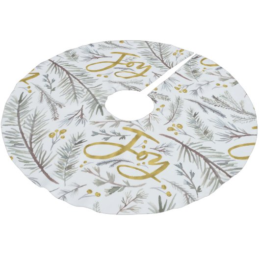 Graue Zwiebeln und Beeren Polyester Weihnachtsbaumdecke (Schrägansicht)