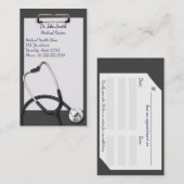 Graue Zwischenablage mit medizinischem Stethoskop Terminkarte (Vorne/Hinten)