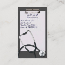 Graue Zwischenablage mit medizinischem Stethoskop Terminkarte