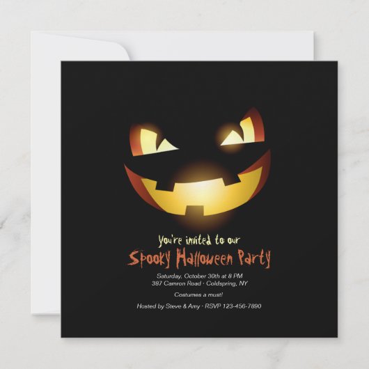 Grauenvolle Kürbis-Halloween-Einladung Einladung (Vorderseite)