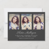 Grauer 4-Foto-Abschluss Rett Datum Ankündigung (Vorderseite)