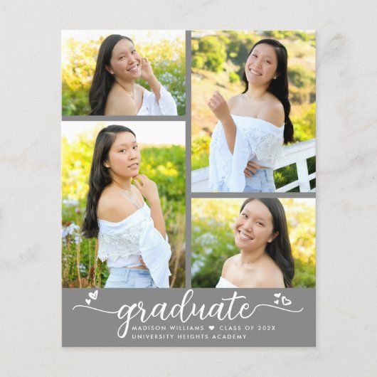 Grauer Abschluss 4 Foto Script Einladung (Vorderseite)