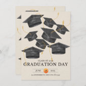 Grauer Abschluss Elegantes Minimalistisches Poster Einladung (Vorne/Hinten)