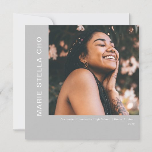 Grauer Abschluss für das Foto Einladung (Vorderseite)