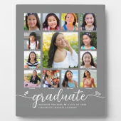 Grauer Abschluss K-12 Moderne Script Foto Collage Fotoplatte (Vorderseite)