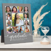 Grauer Abschluss K-12 Moderne Script Foto Collage Fotoplatte (Seite)