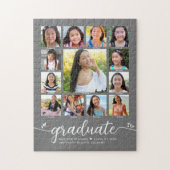 Grauer Abschluss K-12 Moderne Script Foto Collage Puzzle (Vertikal)
