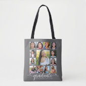 Grauer Abschluss K-12 Moderne Script Foto Collage Tasche (Vorderseite)