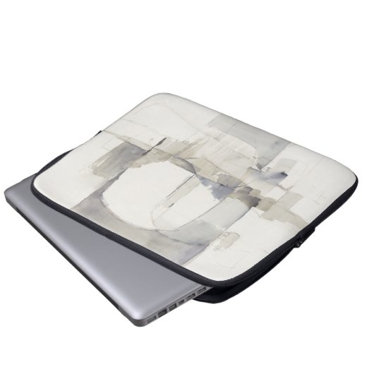 Grauer abstrakter Druck der Improvisations-I Laptopschutzhülle (Vorne Knopf)