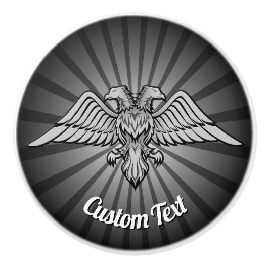 Grauer Adler mit zwei Köpfen Keramik Knofen Keramikknauf (Vorderseite)