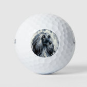 Grauer Afghan Hound Portrait Golfball (Vorderseite)