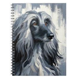 Grauer Afghane-Hound-Porträt Notizblock