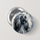 Grauer Afghanischer Windhund-Porträt Button (Vorne & Hinten)