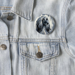 Grauer Afghanischer Windhund-Porträt Button