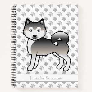 Grauer Alaskan Malamute Hund & Benutzerdefinierter Notizblock