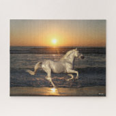 Grauer andalusischer Fahrer am Strand Puzzle (Horizontal)