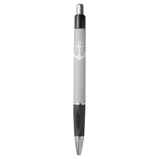 Grauer Anker mit Monogramm Kugelschreiber (Vorderseite Vertikal)