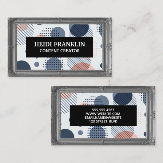 Grauer antiker Rahmen | Abstrakter geometrischer H Visitenkarte (Vorne/Hinten)