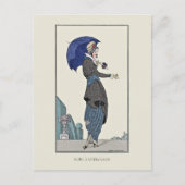 Grauer Anzug Parasol Vintag Französisch Mode Postkarte (Vorderseite)