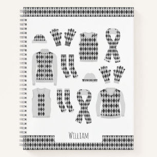 Grauer Argyle-Muster-Notizbuch Notizblock