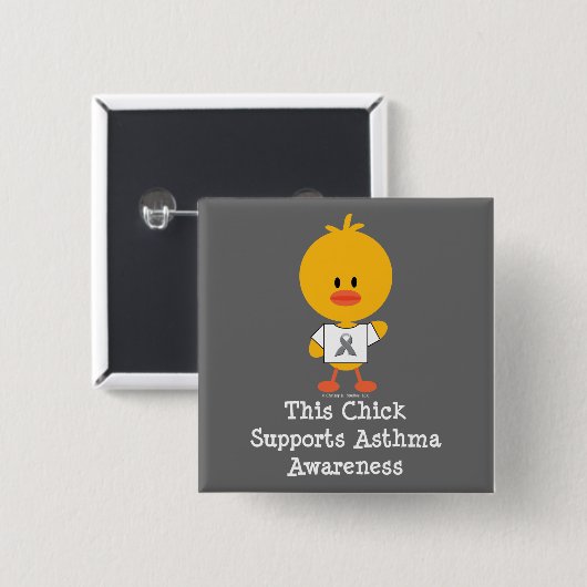Grauer Band-Asthma-Bewusstseins-Küken-Knopf Button (Vorne & Hinten)