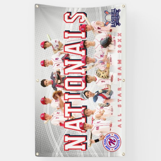 Grauer Baseball-Teambanner - Personalisiert Banner (Vertikal)