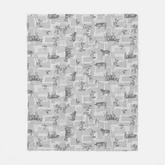 Grauer Bauernhof Fleecedecke (Vorderseite)