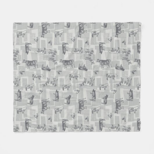 Grauer Bauernhof Fleecedecke (Vorderseite (Horizontal))