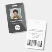Grauer, benutzerdefinierter Mitarbeiter - Foto-ID, Ausweis (Vorder- & Rückseite)