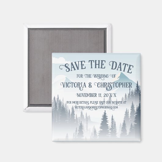 Grauer Bergnebel Wilderness Winter Save the Date Magnet (Vorderseite/Rückseite)