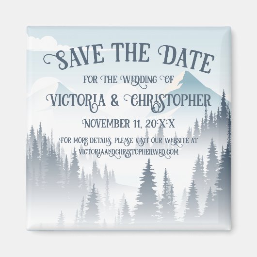 Grauer Bergnebel Wilderness Winter Save the Date Magnet (Vorne)