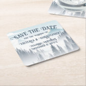 Grauer Bergnebel Wilderness Winter Save the Date Rechteckiger Pappuntersetzer (angewinkelt)