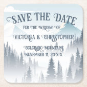 Grauer Bergnebel Wilderness Winter Save the Date Rechteckiger Pappuntersetzer (Vorderseite)