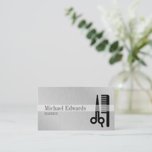 Grauer Beruflicher Edelstahl Moderner Visitenkarte (Stehend Vorderseite)