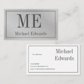 Grauer Beruflicher Monogram-Stahl Moderner Visitenkarte (Vorne/Hinten)
