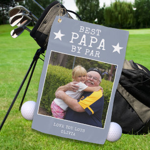 Grauer Best Papa by Par Foto Personalisierter Opa Golfhandtuch