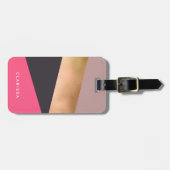 grauer Block des eleganten Küken-Rosengoldrosas Gepäckanhänger (Vorderseite horizontal)