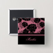 Grauer Blütendekadenz-Knopf, rosa Button (Vorne & Hinten)