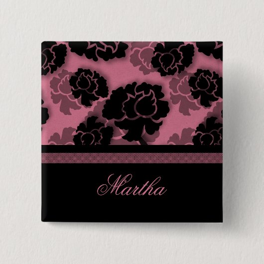 Grauer Blütendekadenz-Knopf, rosa Button (Vorderseite)